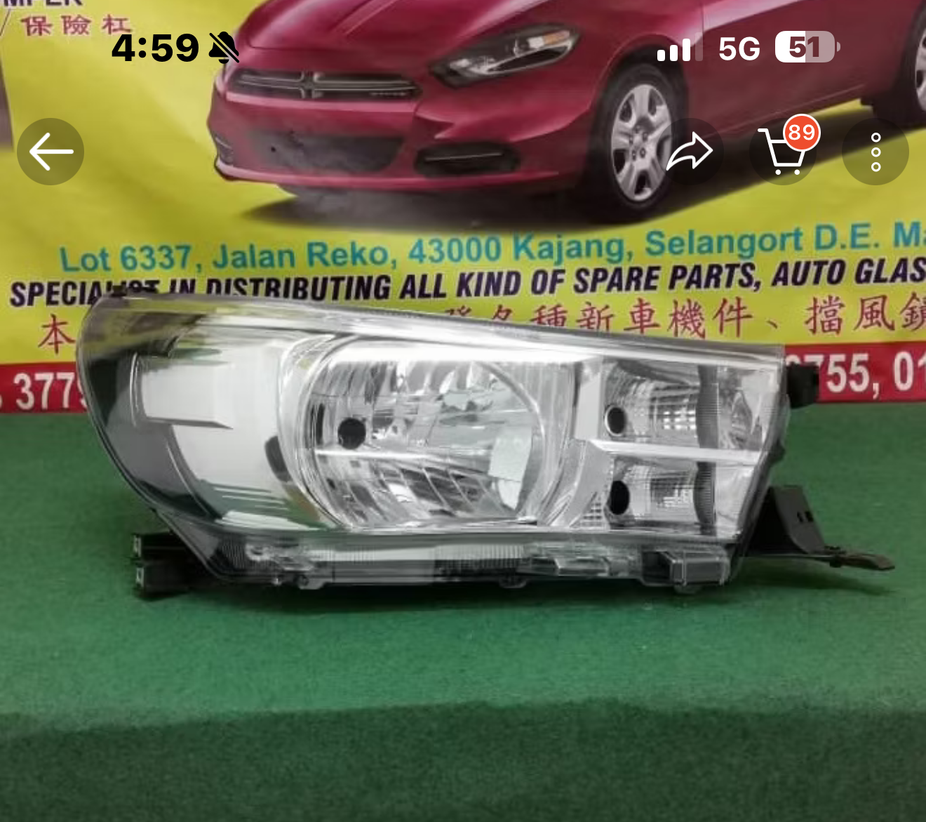 TOYOTA HILUX 2016 GUN125 2.4 HEAD LAMP RH/LAMPU BESAR KANAN*BULB